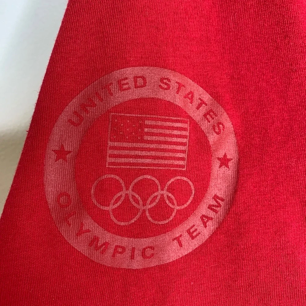 Nike Mens Medium Dri Fit Tee Red USA Spellout Olympic Team